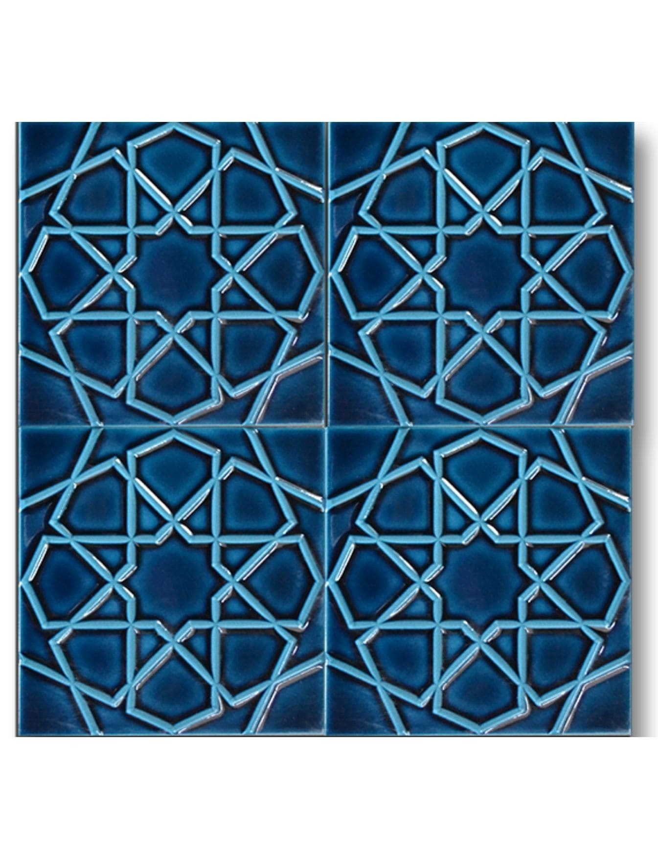 Selçuklu Yıldızı Geometri Seramik 20x20 - 14, Mavi Geometri Türkmen Yıldızı Karo 20x20,