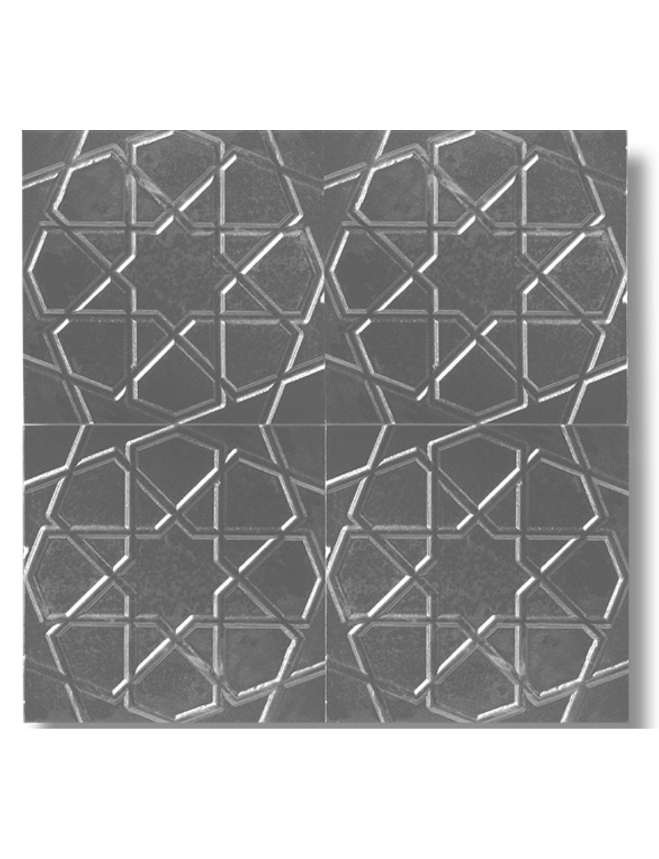  Selçuklu Türkmen Yıldızı Seramik 20x20 - 15, Kütahya Çini Selçuklu Modeli Modeli Gri Seramik 20x20