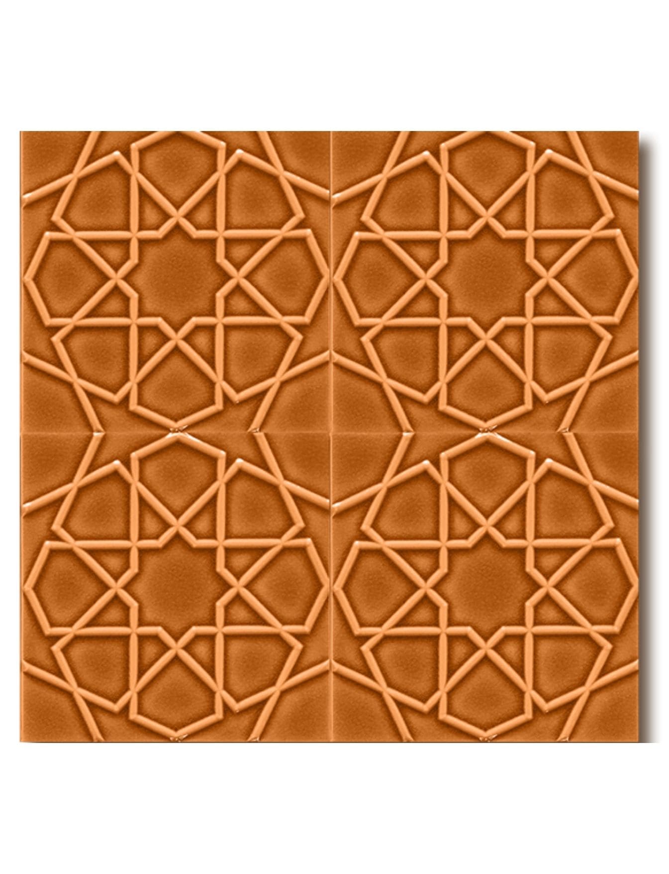 Selçuklu Yıldızı Geometri Seramik 20x20 - 08, Türkmen Yıldızı Çini Karo Tarçın 20x20,