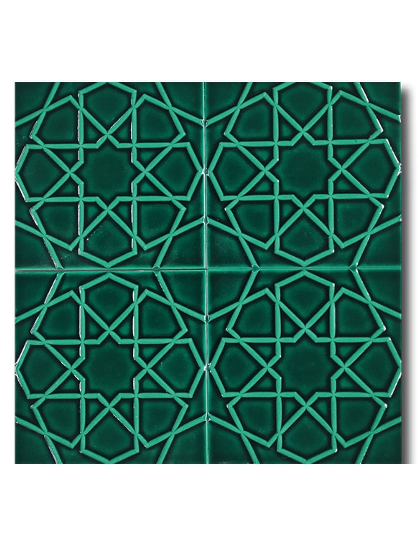 Selçuklu Yıldızı Geometri Seramik 20X20 - 09, Selçuklu Türkmen Yıldızı Zümrüt Yeşil Rölyefli Seramik Modelleri 20x20,