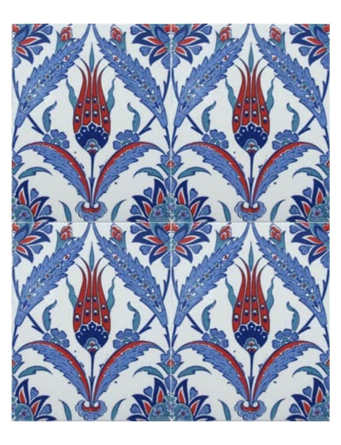 20x25 Çini Karo - 11, Tek Lale Kütahya Çini Karo 20x25