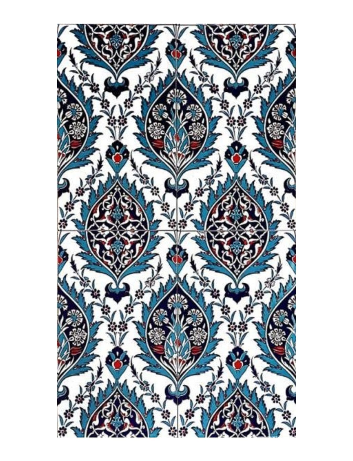 25x40 Çini Karo - 03, Mavi Beyaz Kütahya Çini Modeli 25x40