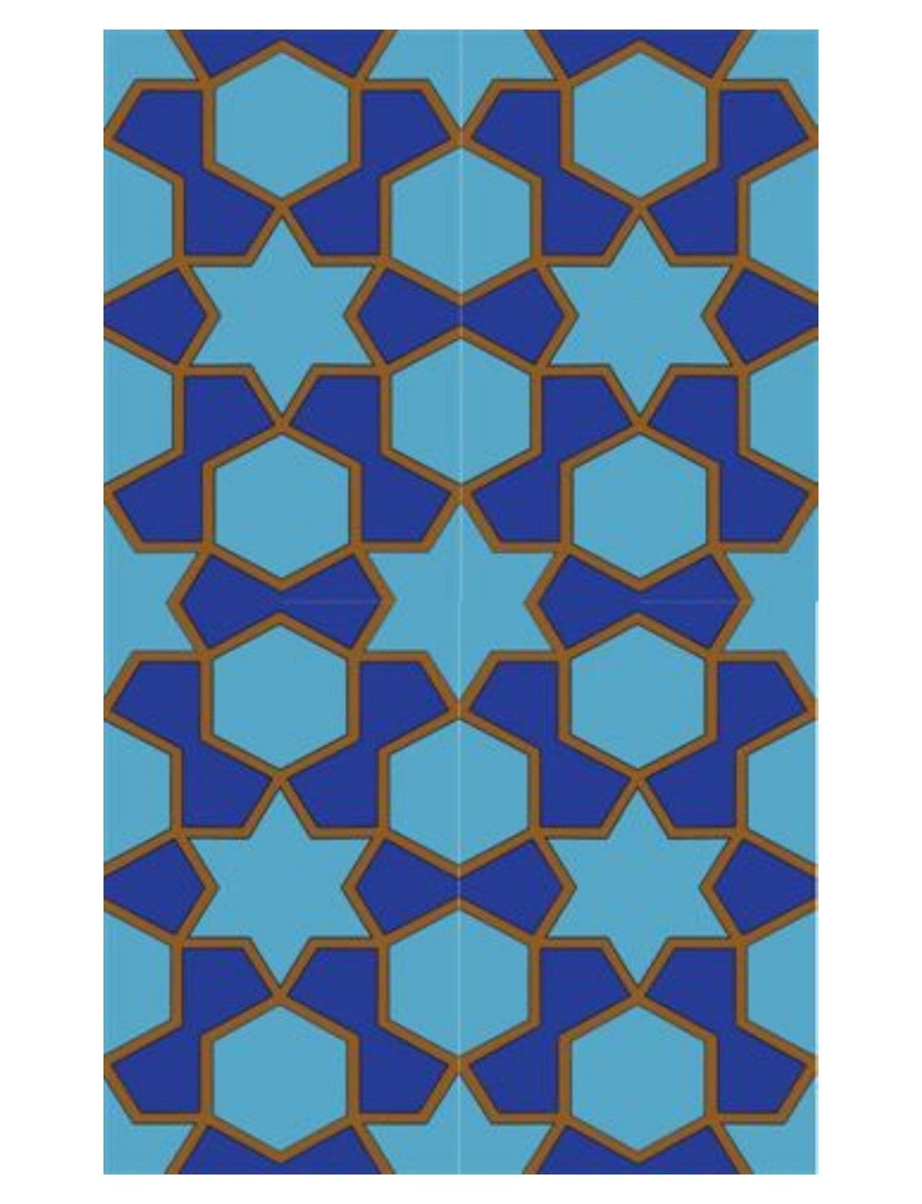 25x40 Çini Karo - 07, Kobalt Mavisi Selçuklu Yıldızı Seramik Çini 25x40