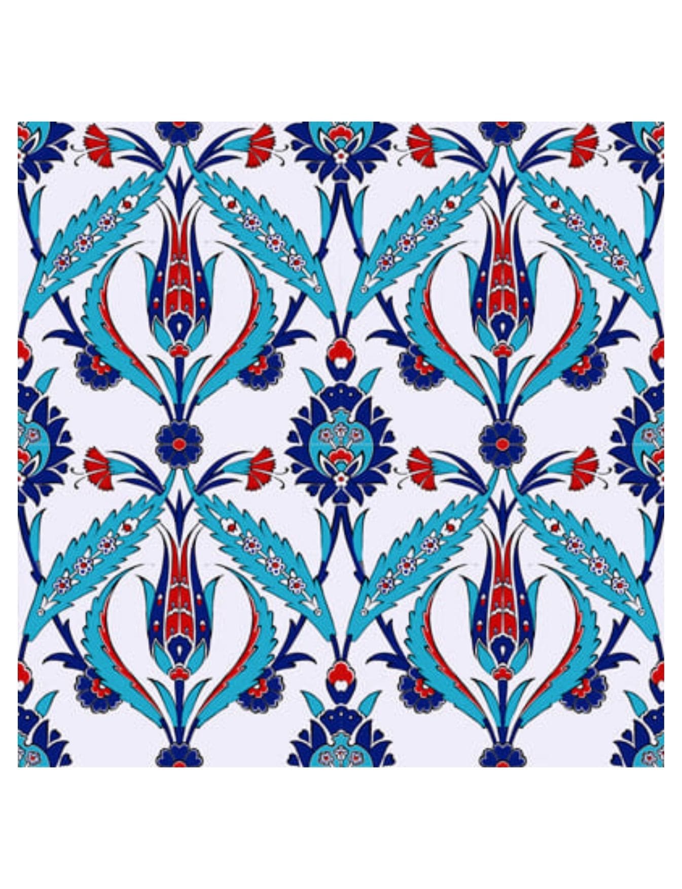 Çini Seramik Modelleri - 17, İslami Çini Karo Lale Desenli 20x20