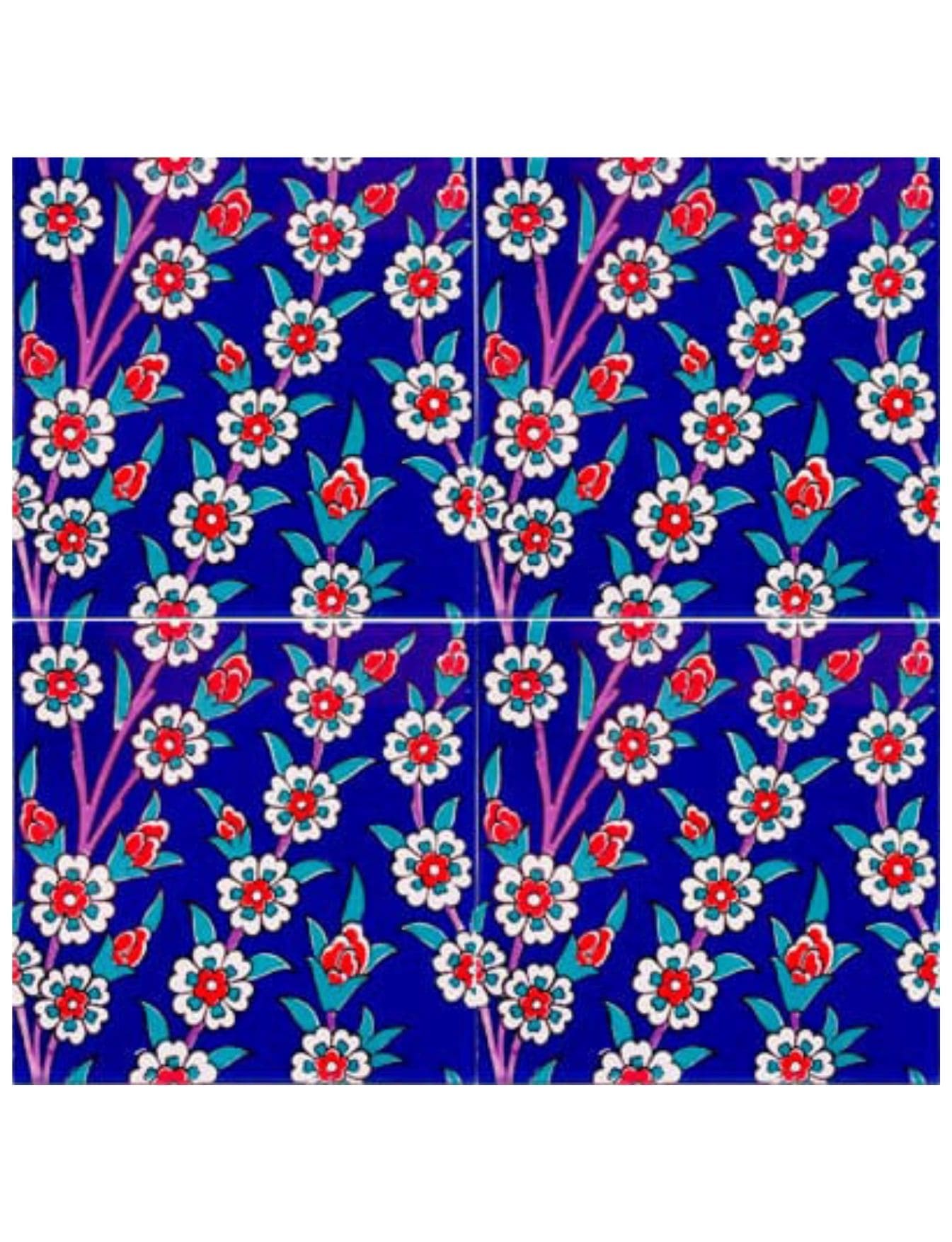 Çini Seramik Modelleri - 27, Çini Hayat Ağacı Kobalt Zemin 20x20