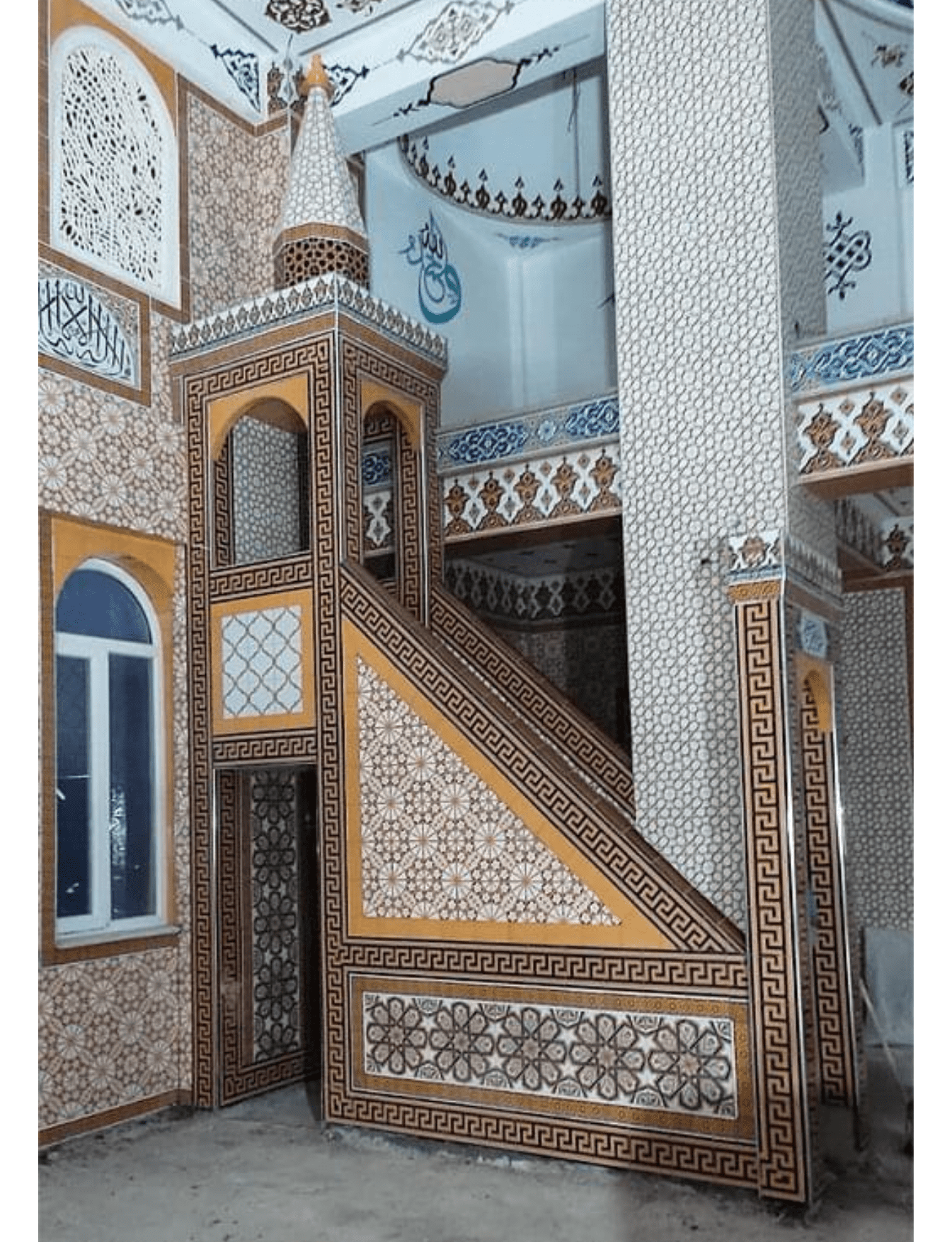 Cami Çini Minber - 13, Geometri Çini Desenli Cami Minber Modelleri