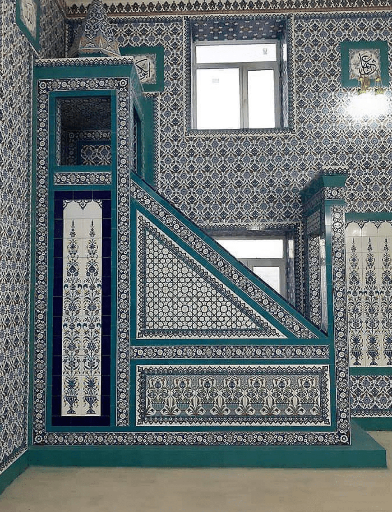 Cami Çini Minber - 26, Cami Hutbe Minber Osmanlı Çini Modeli