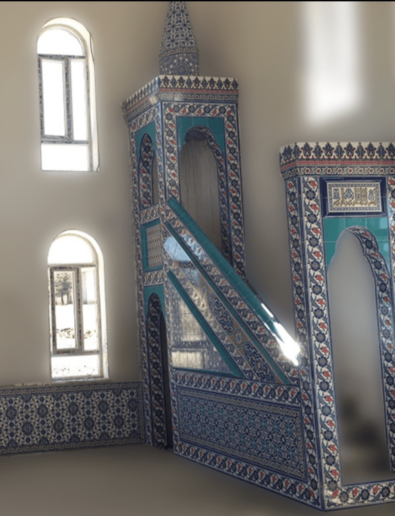 Cami Çini Minber - 37, Kabartma Desenli Cami Minber Modelleri